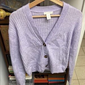 H&M Lavender Lilac Ribbed Cardigan Sweater